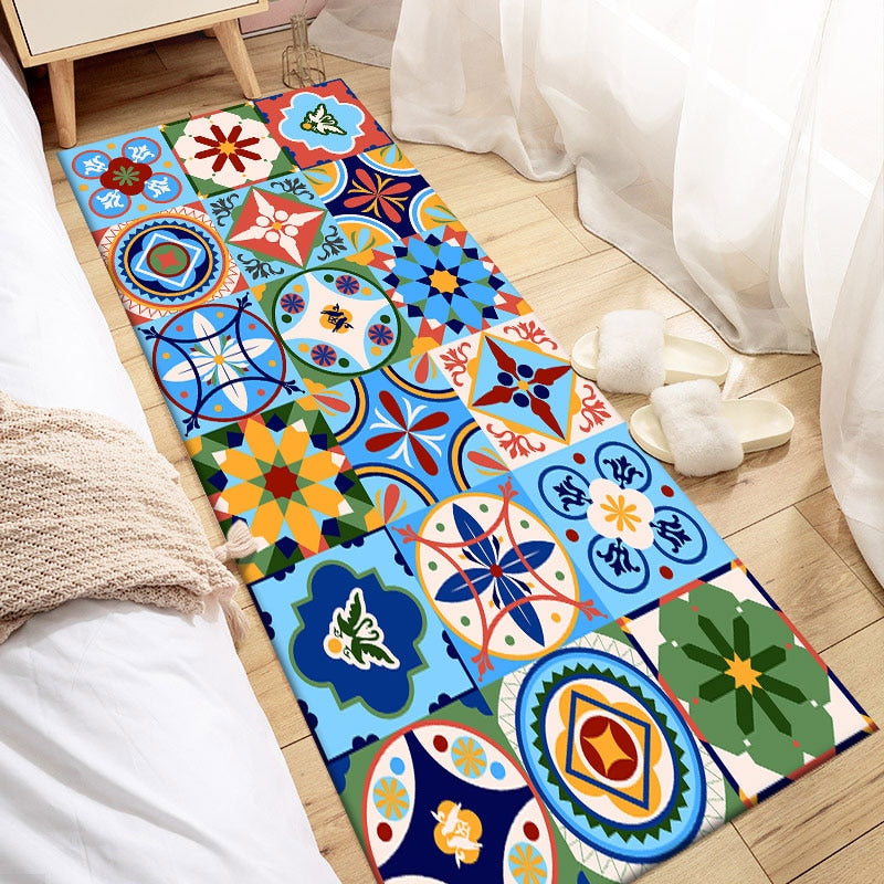 Non-slip Bohemian Style Floral Pattern Rug