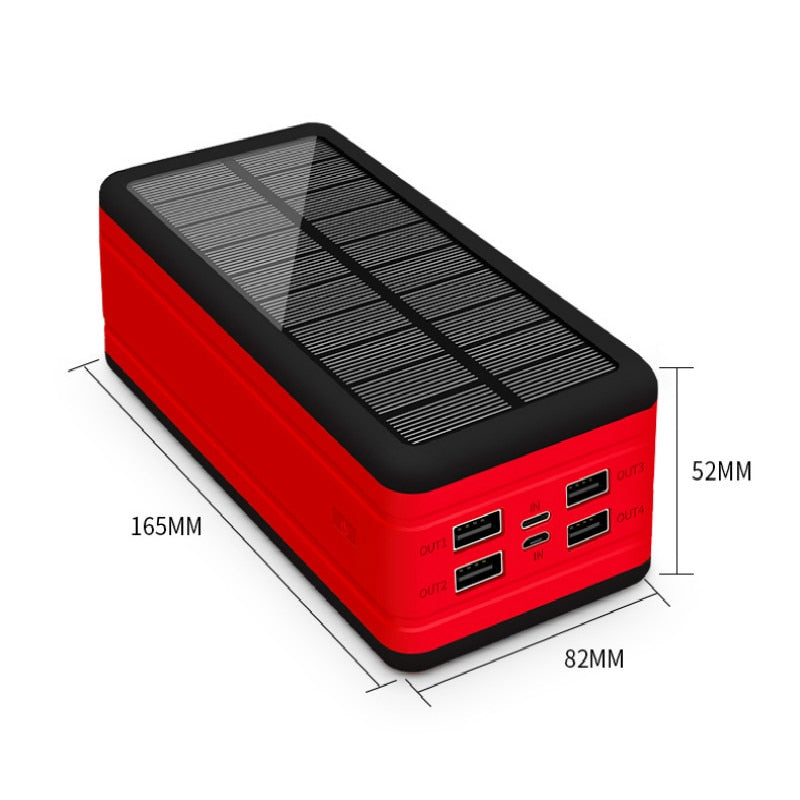 99000mAh Solar Power Bank Portable Charger Large Capacity LED 4USB Outdoor Travel External Battery for Samsung and IPhone
