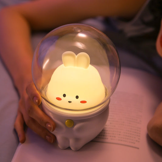 LED Night Light Space Capsule Cute Cat Rabbit Lamp For Kids Bedroom