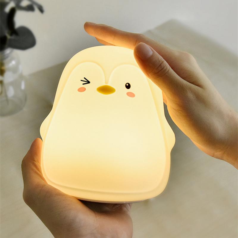 Penguin Silicone Touch Sensor LED Night Light USB Rechargeable