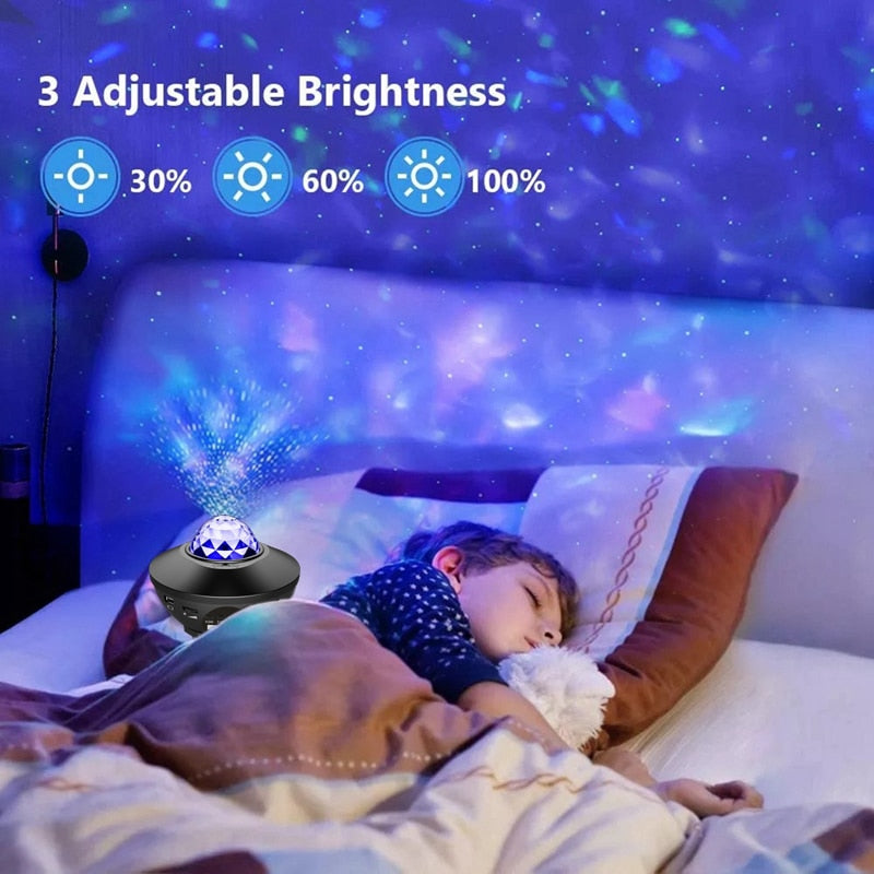 Starry Projector Galaxy Night Light with Ocean Wave Music Speaker Nebula Cloud Ceiling Lamp