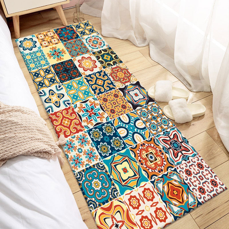 Non-slip Bohemian Style Floral Pattern Rug