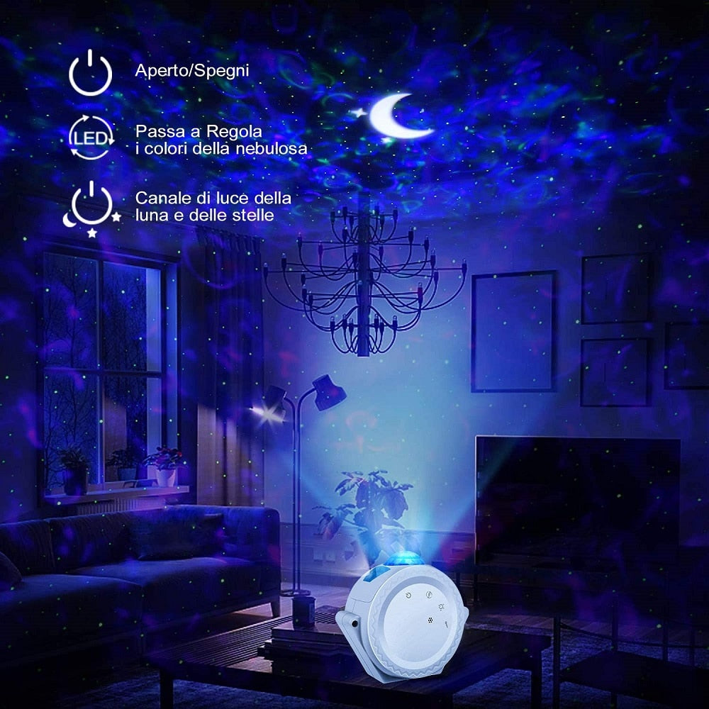 LED Colorful Starry Sky Galaxy Star Projector with Bluetooth USB Music Player