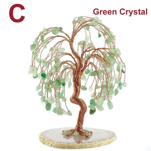 Natural Crystal Fortune Tree Amethyst Rose Quartz Aquamarine Healing Crystal Tree Ornaments