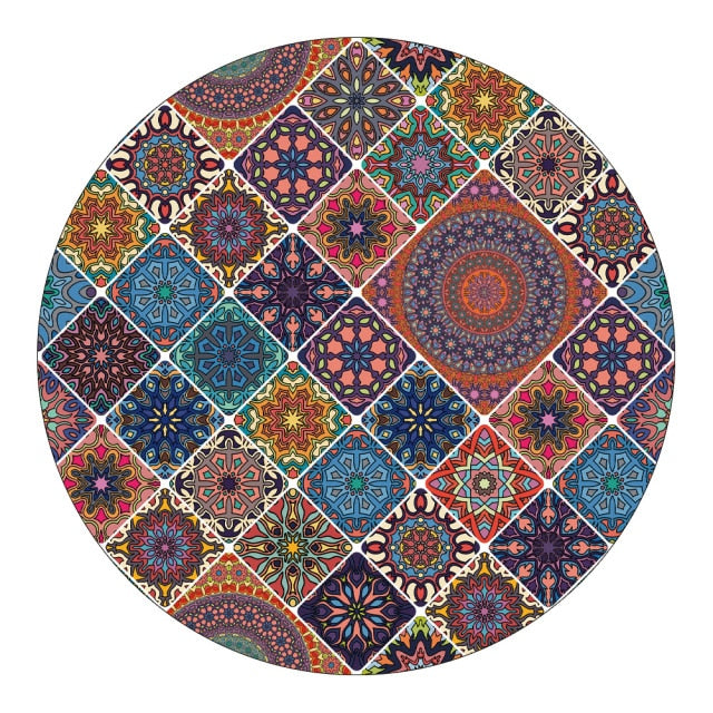 Round Carpet Nordic Mandala Style Gradient Colorful Rug For Living Room Bedroom Rugs Large Size Hanging Basket Mat