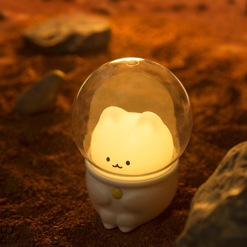 LED Night Light Space Capsule Cute Cat or Rabbit Lamp For Kids Bedroom