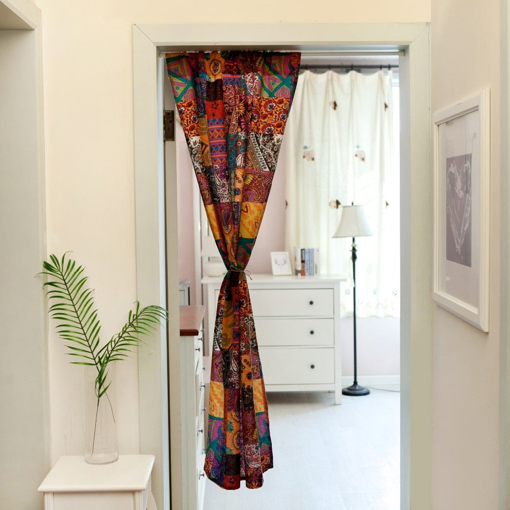 Cotton Door Curtain Nordic Doorway Divider Drapes for Kitchen Bathroom (No Rod Included)
