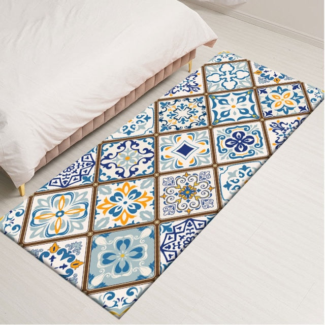 Non-slip Bohemian Style Floral Pattern Rug