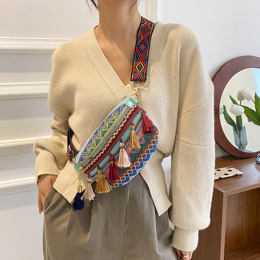Women Folk Style Waist Bags with Adjustable Strap Zagiz