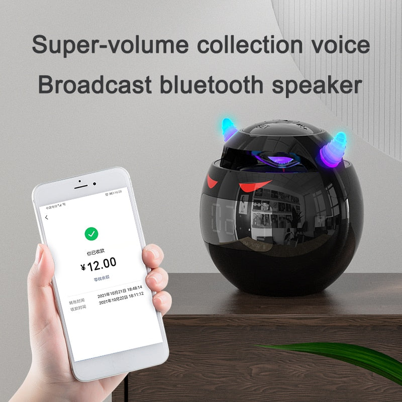 Mini 5.1 Bluetooth Speaker with LED Flash Alarm Clock and With HD Mic Hands Free Calling