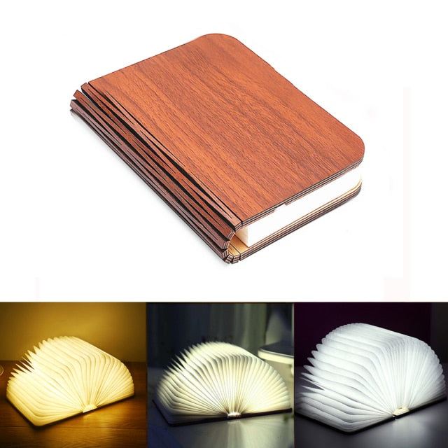 Portable 3 Colors 3D Creative Foldable LED Book Night Light - USB Rechargeable