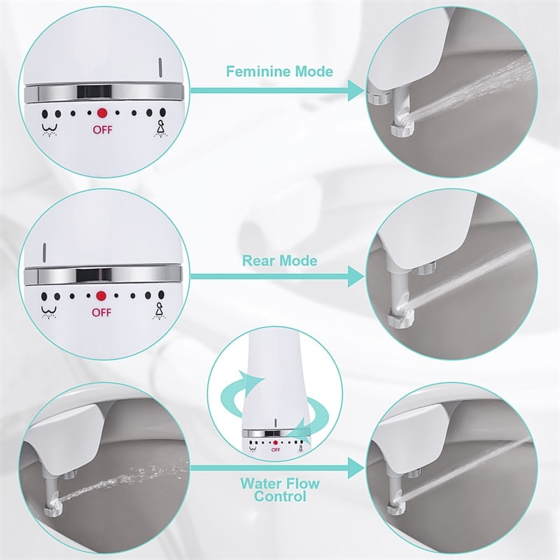 SAMODRA Ultra-Slim Bidet Toilet Seat Attachment With Brass Inlet Adjustable Water Pressure Bathroom Hygienic Shower