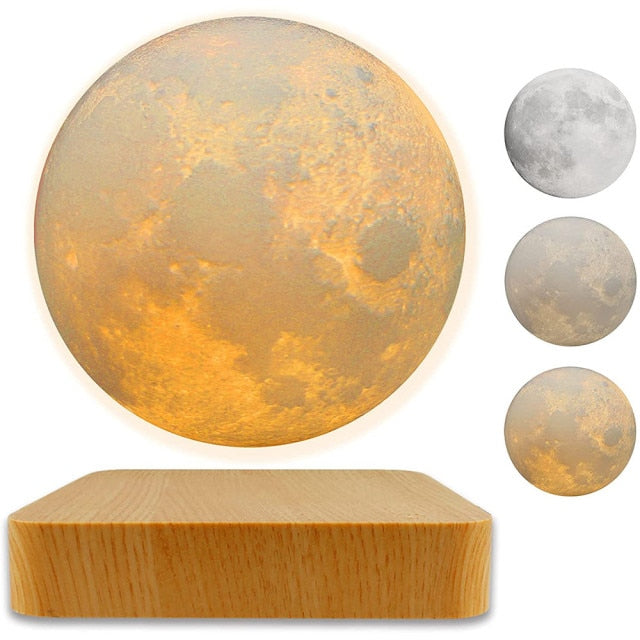 3D Rotating Floating Moon Night Light Touch 3 Colors