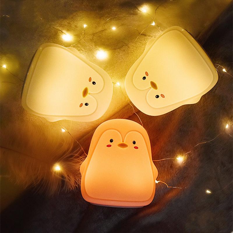 Penguin Silicone Touch Sensor LED Night Light USB Rechargeable