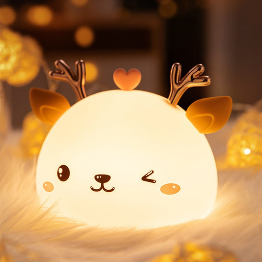 Bunny/Deer USB Rechargeable Silicone Night Light - Touch Sensor Bedside Lamp With Remote