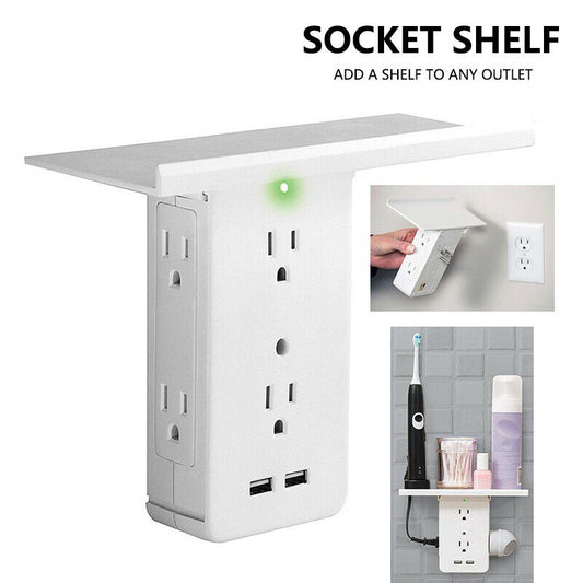 US 8 Port Electrical Socket Shelf Home Wall Outlet Surge Protector Washroom Multifunctional Socket With Shelf Zagiz