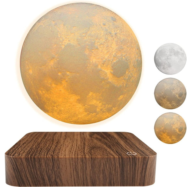 3D Rotating Floating Moon Night Light Touch 3 Colors