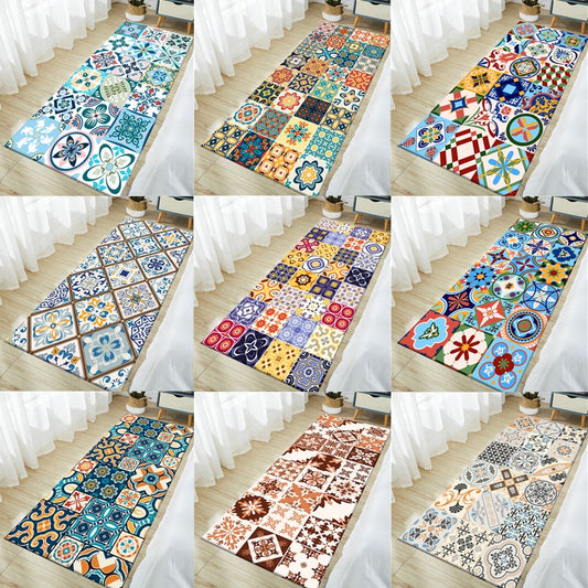 Non-slip Bohemian Style Floral Pattern Rug