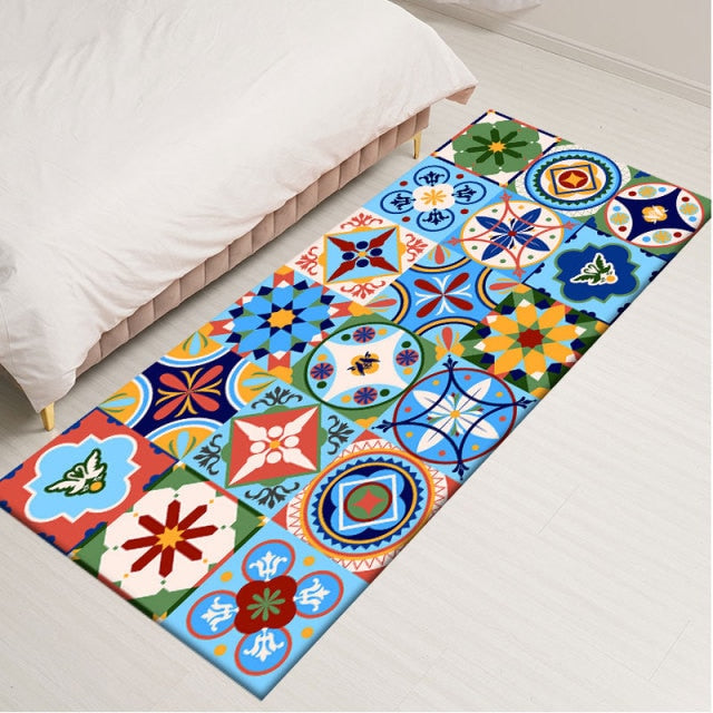 Non-slip Bohemian Style Floral Pattern Rug