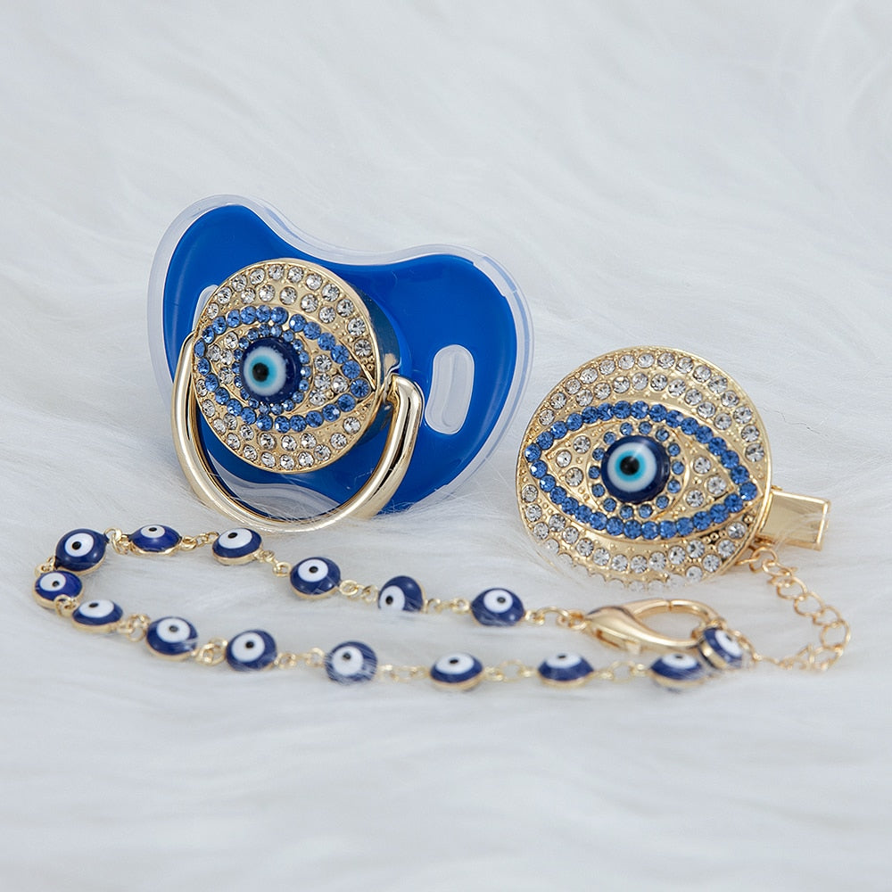 Evil eye pacifier and clip set